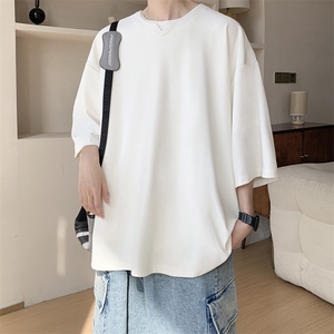 8XL-M冰丝凉感短袖T恤夏季大码V领垂感五分半袖体恤衫DX1206/P35图片