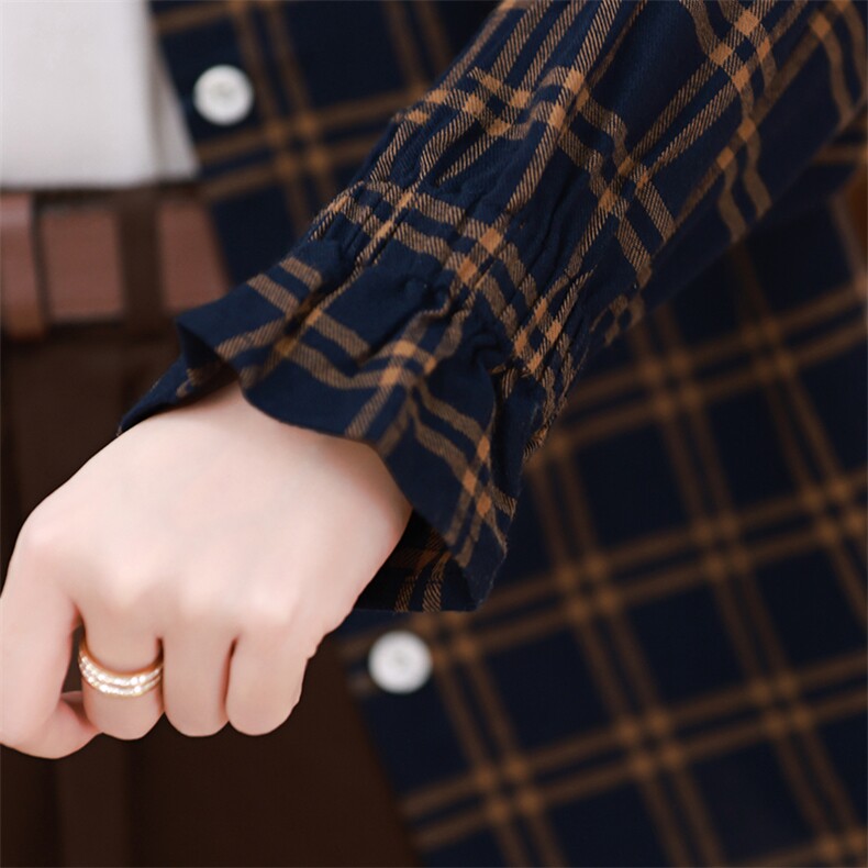 2023春装新款立领休闲百搭格子衬衫,女装衬衫,小林双子