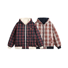 两面穿格子羊羔毛棉服-5708-248，男装棉衣，电商S012（CATTEE）