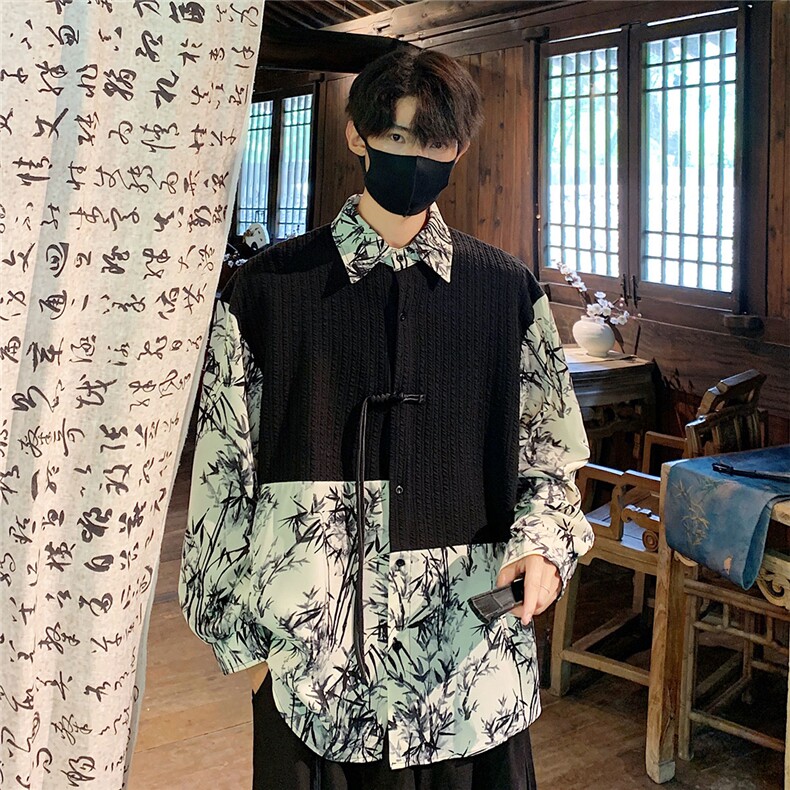 2026新中式长袖套装TZ88797P90衬衫CS88799P45控78裤子88798P45控,男装衬衫,星座227-7