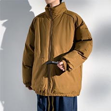 现货冬季美式休闲加厚雪山外套夹克立领纯色三防户外工装棉服，男装夹克，电商A486-1