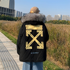 MM48127-P130冬季大毛领棉衣男士大码加厚棉袄男棉服，男装棉衣，电商A040