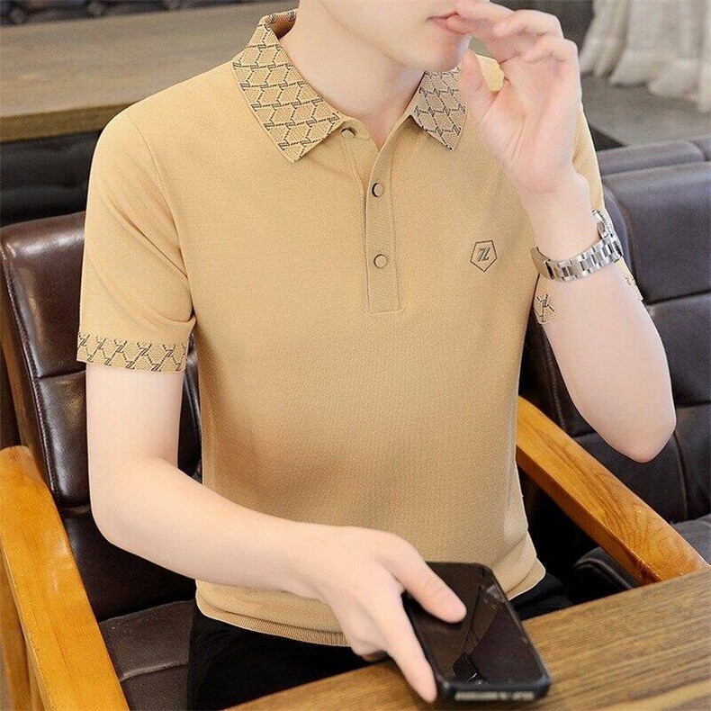 7961-P60夏季休闲时尚短袖毛衣男打底衫欧货T恤潮牌针织衫,男装T恤,电商D310B-1