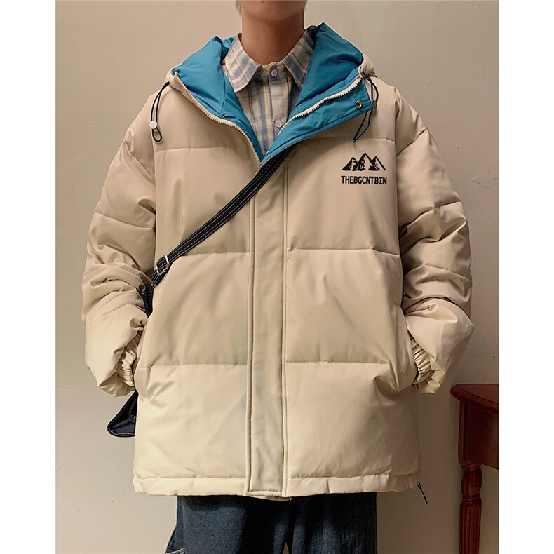 黄墙港风冬款休闲字母印花百搭连帽棉服A247-MY164特批95控158,男装棉衣,电商A247