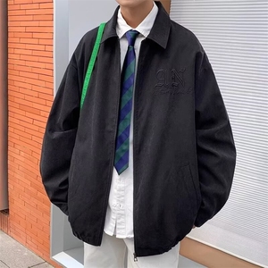 美式刺绣麂皮绒夹克外套男士复古街头痞帅炸街简约上衣高街男女装,ELLE女装搭配时尚图片