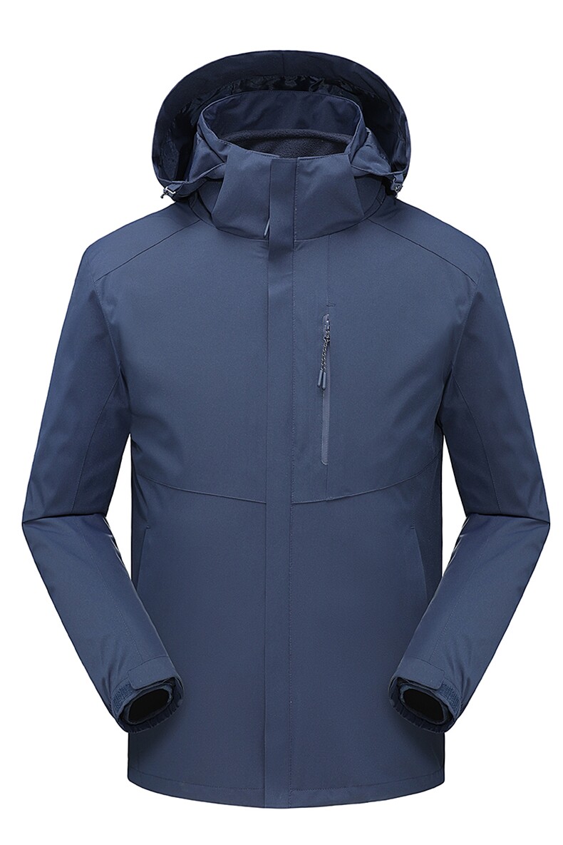秋冬户外红色防水防风冲锋衣三合一可拆卸加绒加厚工作服定制LOGO,男装夹克,电商B212（原钱塘6029）