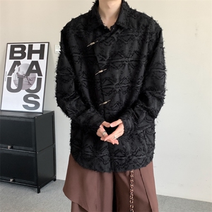 2025春季小众流苏毛边设计感衬衫男宽松垂感长袖衬衣痞帅大码图片