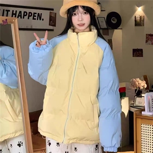 加绒加厚冬款男女立领棉衣保暖拼色面包服外套MY22 P75图片