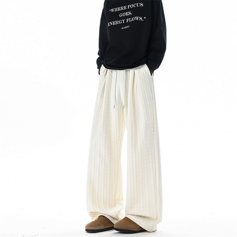 26新款泡泡条纹美式直筒阔腿裤宽松百搭拖地裤504-K266-特P35控69，男装休闲裤，星座504