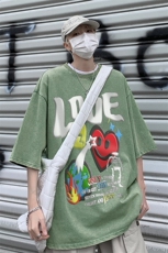 B239-X1027-P38美式字母做旧水洗短袖落肩袖短袖T恤男，男装T恤，星座514-2(原B239)