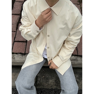 棉纯棉衬衫成衣水洗休闲韩版美式衬衫宽松纯色衬衣 GC27-P35图片