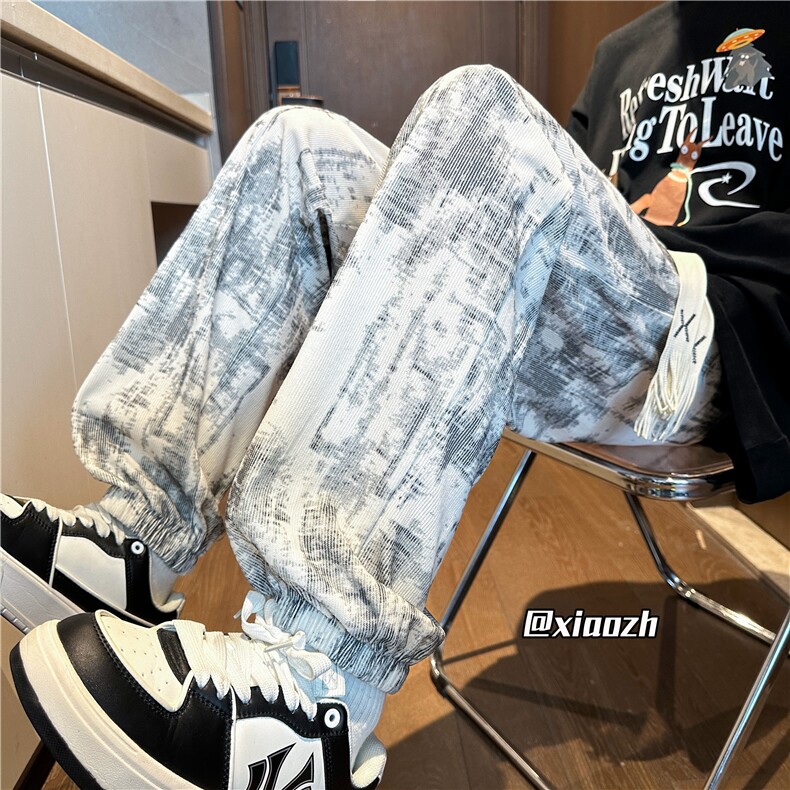 XZ616秋季新款灯芯绒满印破缝休闲束脚卫裤TY1091特P30控58,男装休闲裤,星座512A（原616）