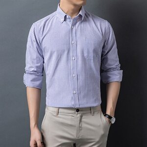H5616钱塘2020-1秋冬男士粗格子牛津纺衬衣P42图片