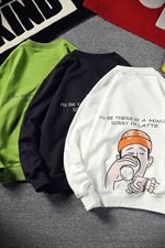 【】A003-HW3071R-P45冬装新款加绒印花童趣卫衣麒麟风，男装卫衣，电商A003