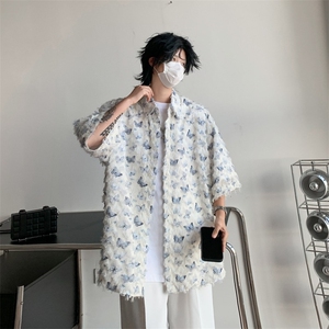 小众蝴蝶毛边流苏设计感衬衫高级感痞帅休闲外套防晒衣 C56图片