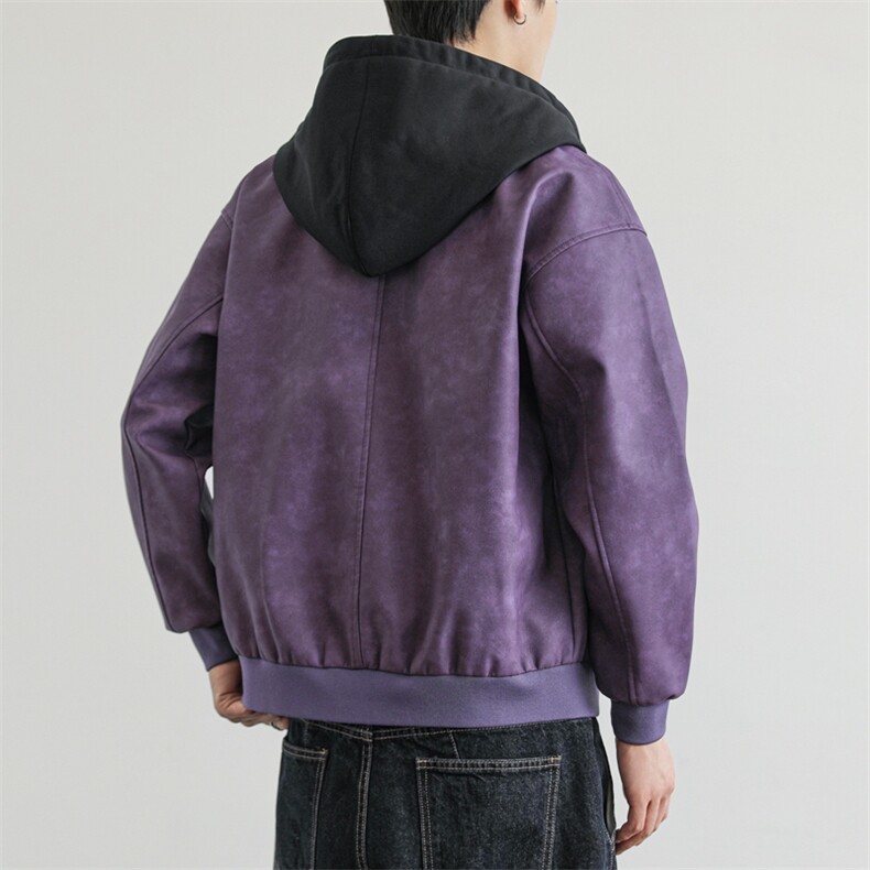 假两件机车服皮衣外套男高级感痞帅宽松休闲pu皮夹克JK0196-P93,男装夹克,星座308B-2