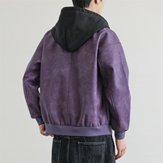 假两件机车服皮衣外套男高级感痞帅宽松休闲pu皮夹克JK0196-P93，男装夹克，星座308B-2
