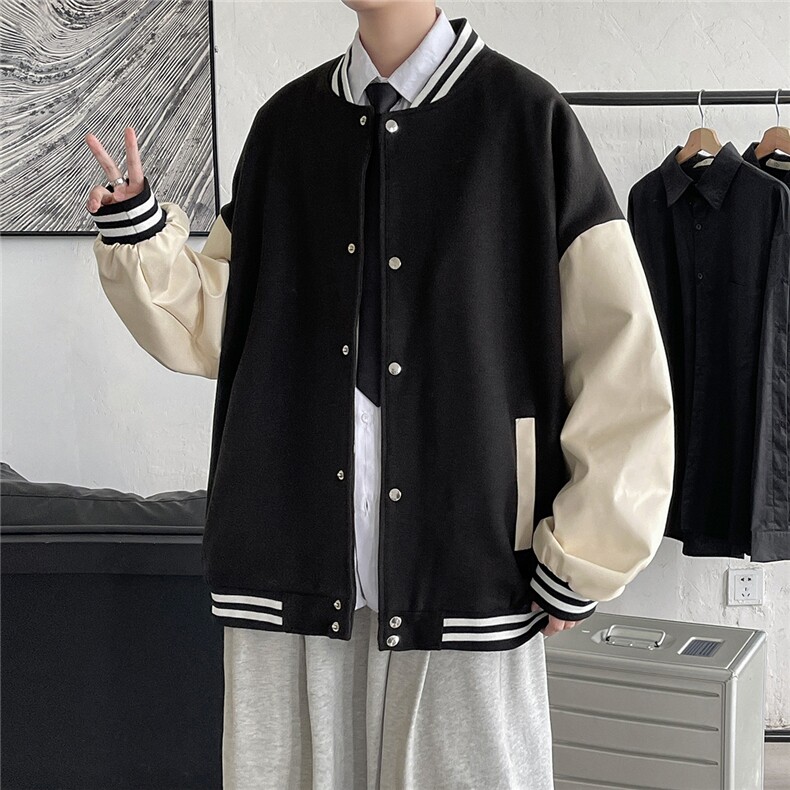 1港风毛呢子休闲宽松潮流棒球服夹克男外套大皂风7423P70控98,男装夹克,星座226-2