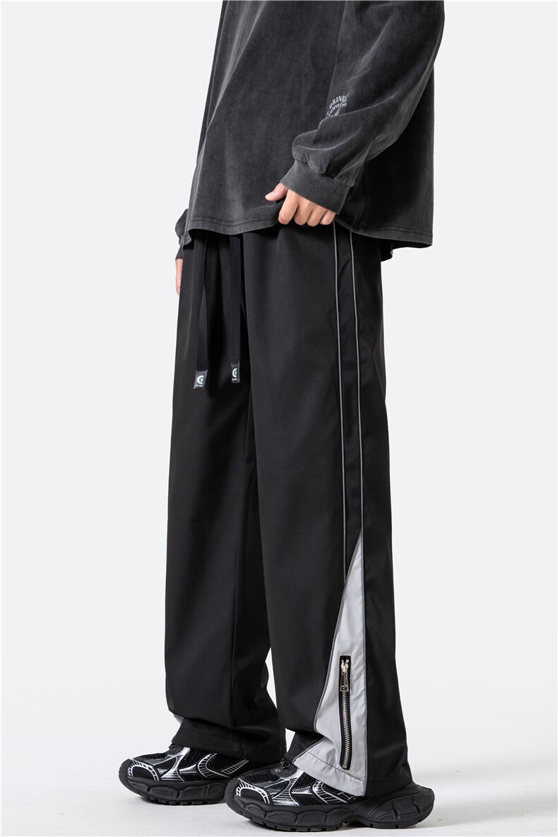 K8817P50光影墙秋季新款牛津布冲锋裤侧边条纹阔腿裤宽松运动,男装休闲裤,电商A026-1