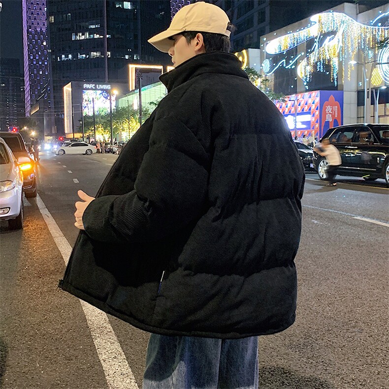 冬季加绒加厚立领大码棉衣青少年男女纯色宽松棉服外套6223-P100,男装棉衣,电商A441-1