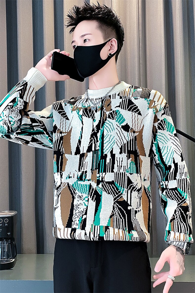 M903-P78控108男款圆领毛衣高级毛绒提花针织衫秋冬男士新款保暖,男装针织衫/毛衣,星座102A（原电商D309-1）