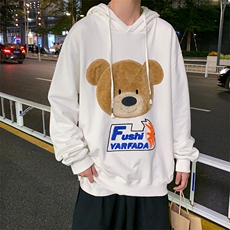 703-W218-P55春秋贴布绣毛巾绣毛绒小熊休闲卫衣，男装卫衣，星座703