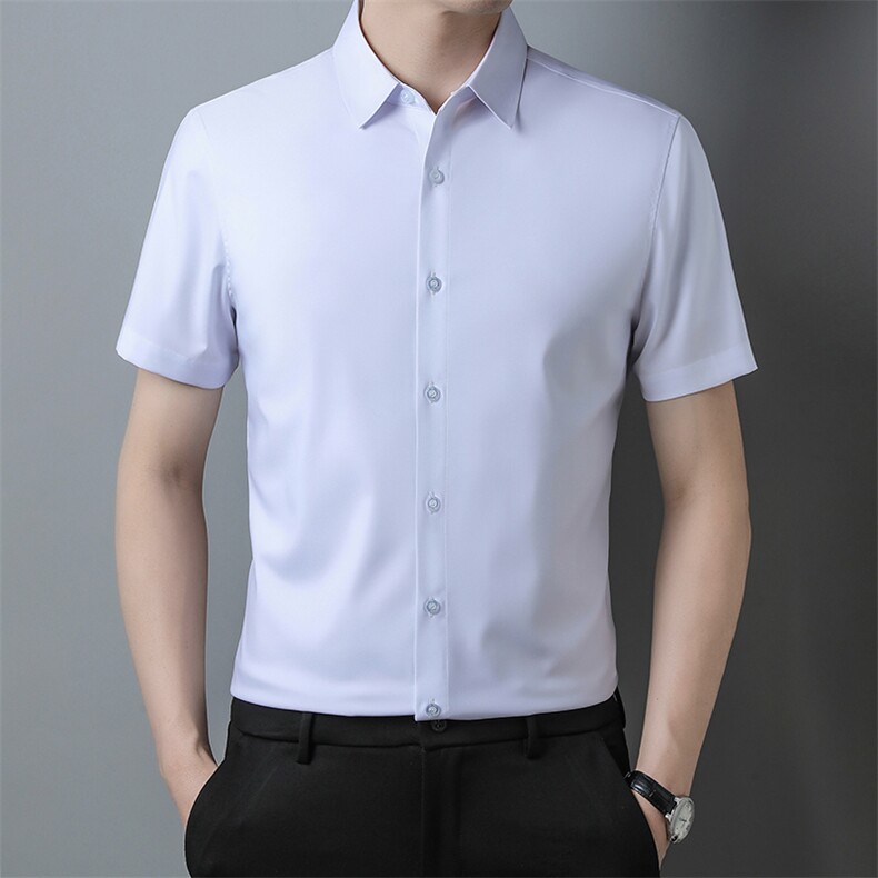 C2815钱塘2020-2夏季新款男士短袖衬衫纯色休闲百搭衬衣P54,男装衬衫,钱塘207-2