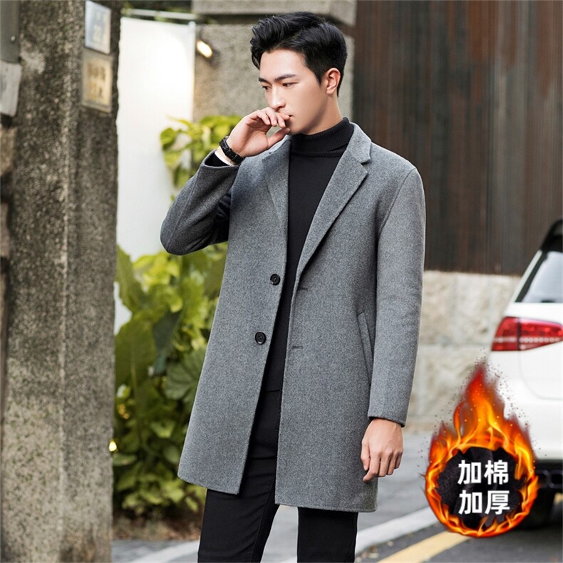 秋冬新款羊毛羊绒大衣男士宽松休闲呢子加厚中长款毛呢外套修身男，男装毛呢大衣，星座505-2（原电商A260-1)
