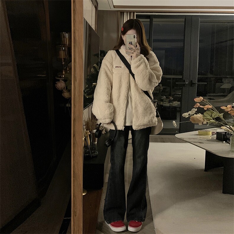 羊羔毛外套女新款情侣宽松百搭加绒加厚开衫棉服C552-P120,男装棉衣,星座911-2(原星座613-2）