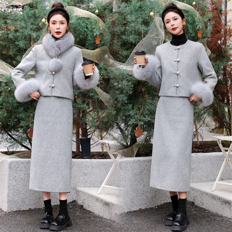 【bao款现货】2026新款冬装羽绒服套装套鸭绒围脖袖毛真狐狸毛,女装羽绒服,雅静靓衣