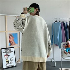 毛衣男2024秋冬新款趣味图案情侣针织衫A090xj245-P95控118图片