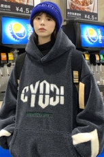 2023秋冬中性羊羔绒上衣潮保暖连帽卫衣外套男女983-P90控价128，男装卫衣，电商A441-1