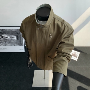 美式vintage豹纹衬衫夹克牛仔短袖外套设计感JK02528-P92图片