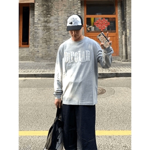网图有货 小香风字母刺绣圆领纯棉束口长袖男女情侣上衣A837-P40图片