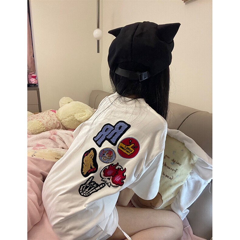 万针全刺绣工艺得物抖音高品质260克纯棉双纱美式高街短袖T恤P33,男装T恤,电商A486-1