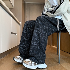K9091/P45秋装新款玉米粒灯芯绒扎染宽松直筒裤休闲裤男潮阔腿裤，男装休闲裤，电商A141