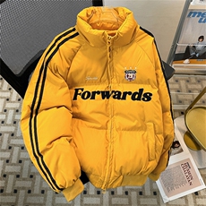 美式潮牌字母绣花棉服男冬复古条纹加厚运动面包服情侣款棉衣外套，男装棉衣，星座505-2（原电商A260-1)