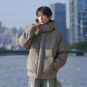 现货5W件冬季三防重磅boxy短款羽绒连帽PU皮棉衣外套防风加厚棉服图片