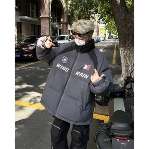 MY960-P125控178 抖音品冬季美式高街插肩袖立领棉服男女宽松外套图片