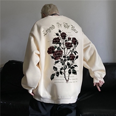 抖音品质美式高街玫瑰高街印花宽松休闲卫衣JK23443特批25-控48，男装卫衣，星座605(原A050)