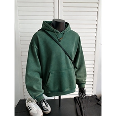 得物抖音高品质二开26春装重磅做旧炒雪花纯色连帽水洗卫衣CM16，男装卫衣，电商A486