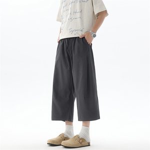 8XL-M七分裤男款夏季冰丝薄款休闲裤子宽松大码7分短裤QK27001P40图片