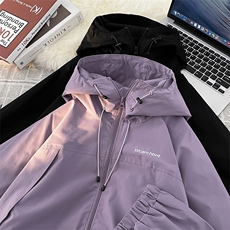 秋款男连帽高领夹克衫字母刺绣冲锋衣休闲魔术贴外套JK9276P60，男装夹克，星座1013-1