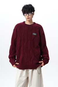 8XL-M圆领毛衣男秋冬慵懒风宽松情侣装麻花针织羊毛衫MY19004P68图片