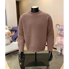 重磅秋冬男女纯色打底针织衫圆领套头半高领毛衣美式复古休闲上衣，男装T恤，电商A486