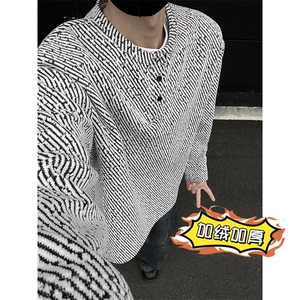 重磅秋冬提花加绒潮牌情侣长袖T恤卫衣TX502常规特P40加绒50图片