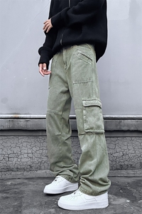 多口袋工装牛仔裤美式复古高街vibe风男潮长裤男牛仔裤NZK178-P68图片