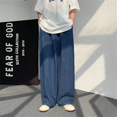 日系潮牌直筒宽松休闲九分裤夏季薄款高街阔腿牛仔裤男K7113-P40，男装牛仔裤，星座512-4