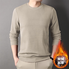 男士华夫条卫衣加绒潮流圆领休闲打底衫保暖户外男装一体绒，男装卫衣，钱塘6003（原4033）