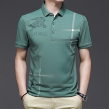冰丝短袖T恤男纯色翻领Polo2023夏季新品中青年衫宽松潮流男士,男装T恤,电商B212（原钱塘6029）
